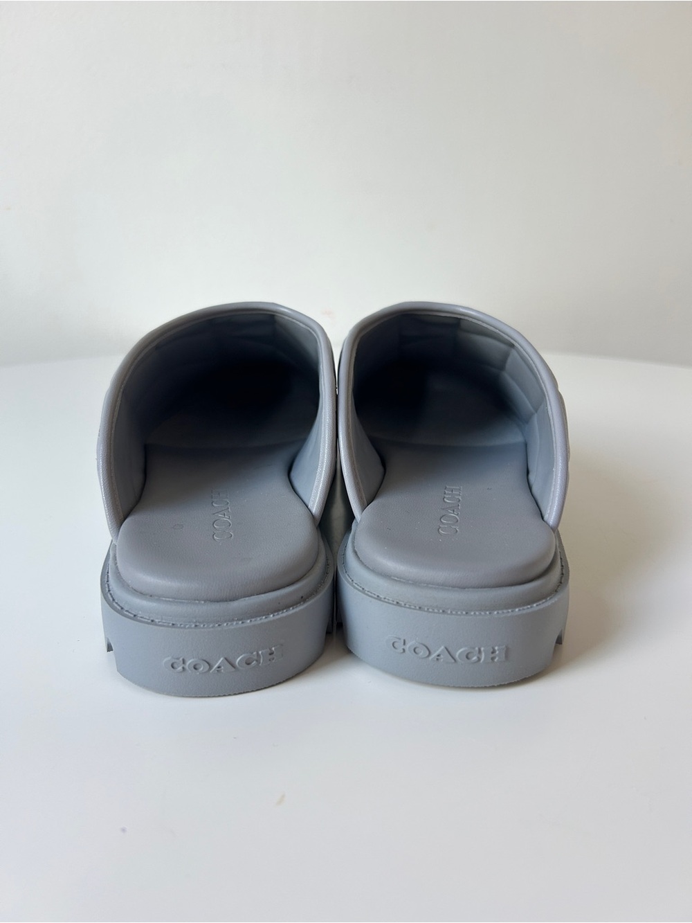 NEW Coach Grey Quilted Leather Clog Mule Slippers - Picture 5 of 6